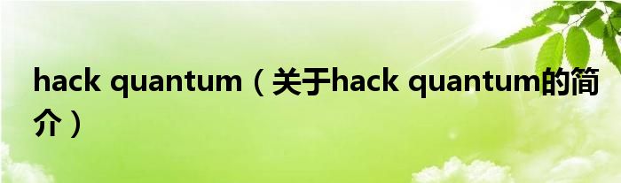 hack quantum（關(guān)于hack quantum的簡(jiǎn)介）