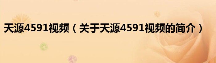 天源4591視頻（關于天源4591視頻的簡介）