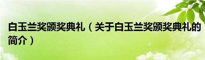 白玉蘭獎(jiǎng)?lì)C獎(jiǎng)典禮（關(guān)于白玉蘭獎(jiǎng)?lì)C獎(jiǎng)典禮的簡(jiǎn)介）