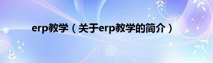 erp教學(xué)（關(guān)于erp教學(xué)的簡(jiǎn)介）