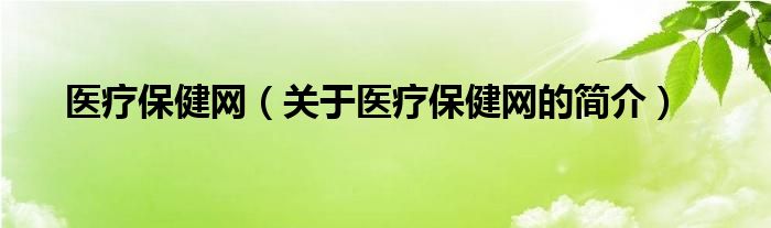 醫(yī)療保健網(wǎng)（關(guān)于醫(yī)療保健網(wǎng)的簡(jiǎn)介）