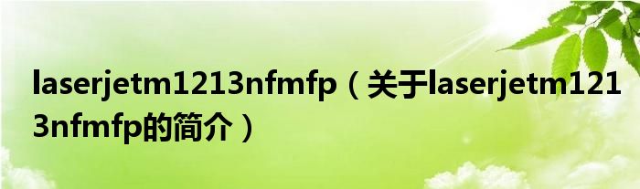 laserjetm1213nfmfp（關(guān)于laserjetm1213nfmfp的簡介）