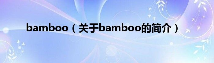 bamboo（關(guān)于bamboo的簡介）