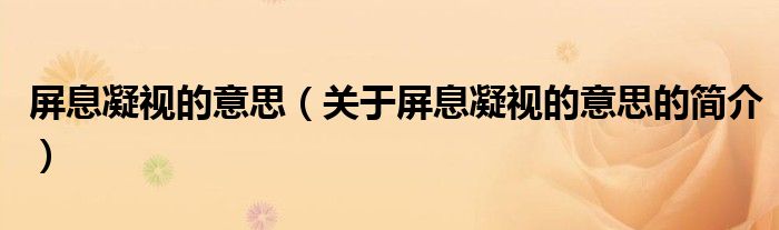 屏息凝視的意思（關(guān)于屏息凝視的意思的簡(jiǎn)介）