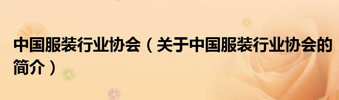 中國服裝行業(yè)協(xié)會(huì)（關(guān)于中國服裝行業(yè)協(xié)會(huì)的簡(jiǎn)介）