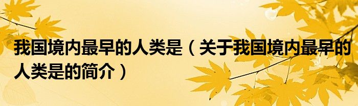 我國(guó)境內(nèi)最早的人類(lèi)是（關(guān)于我國(guó)境內(nèi)最早的人類(lèi)是的簡(jiǎn)介）