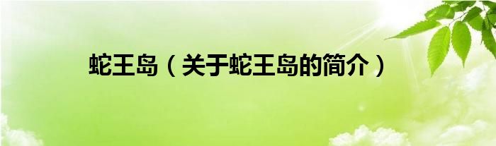 蛇王島（關(guān)于蛇王島的簡(jiǎn)介）