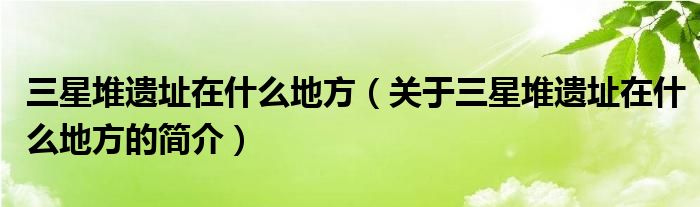 三星堆遺址在什么地方（關(guān)于三星堆遺址在什么地方的簡(jiǎn)介）