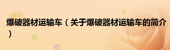 爆破器材運輸車（關(guān)于爆破器材運輸車的簡介）