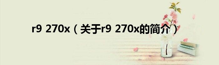 r9 270x（關(guān)于r9 270x的簡(jiǎn)介）