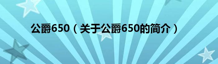 公爵650（關(guān)于公爵650的簡(jiǎn)介）