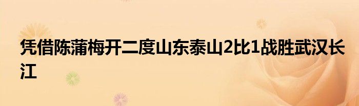 憑借陳蒲梅開(kāi)二度山東泰山2比1戰(zhàn)勝武漢長(zhǎng)江