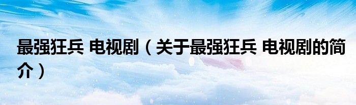 最強(qiáng)狂兵 電視劇（關(guān)于最強(qiáng)狂兵 電視劇的簡介）