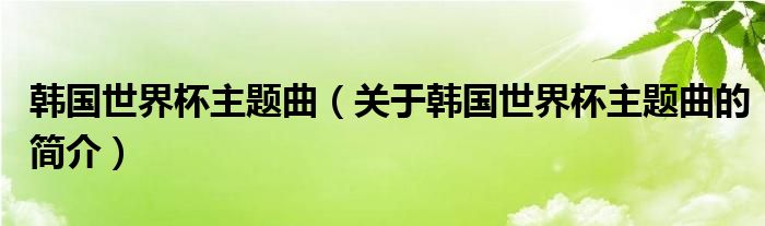 韓國(guó)世界杯主題曲（關(guān)于韓國(guó)世界杯主題曲的簡(jiǎn)介）