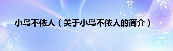 小鳥不依人（關(guān)于小鳥不依人的簡介）