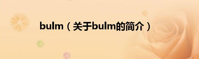 bulm（關(guān)于bulm的簡介）