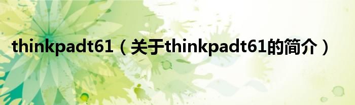 thinkpadt61（關(guān)于thinkpadt61的簡(jiǎn)介）