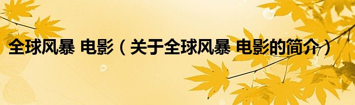 全球風(fēng)暴 電影（關(guān)于全球風(fēng)暴 電影的簡介）