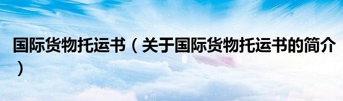 國(guó)際貨物托運(yùn)書(shū)（關(guān)于國(guó)際貨物托運(yùn)書(shū)的簡(jiǎn)介）