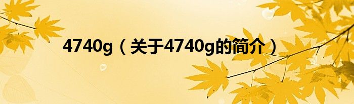 4740g（關于4740g的簡介）