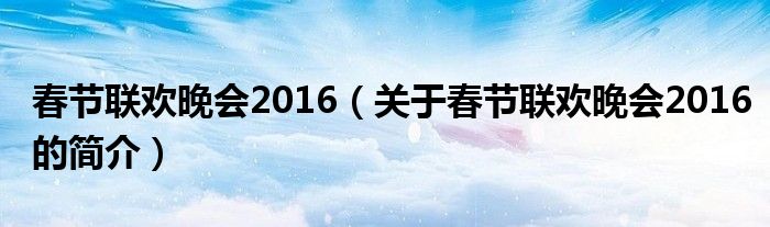 春節(jié)聯(lián)歡晚會(huì)2016（關(guān)于春節(jié)聯(lián)歡晚會(huì)2016的簡介）