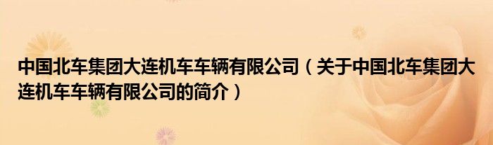 中國(guó)北車(chē)集團(tuán)大連機(jī)車(chē)車(chē)輛有限公司（關(guān)于中國(guó)北車(chē)集團(tuán)大連機(jī)車(chē)車(chē)輛有限公司的簡(jiǎn)介）