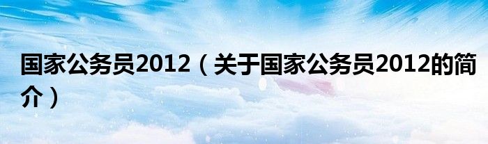 國家公務(wù)員2012（關(guān)于國家公務(wù)員2012的簡介）