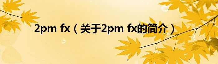 2pm fx（關(guān)于2pm fx的簡(jiǎn)介）