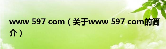 www 597 com（關(guān)于www 597 com的簡(jiǎn)介）