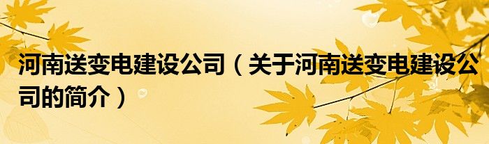 河南送變電建設公司（關于河南送變電建設公司的簡介）