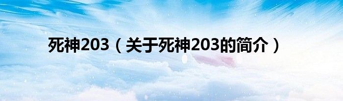 死神203（關于死神203的簡介）