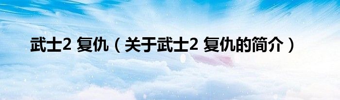 武士2 復(fù)仇（關(guān)于武士2 復(fù)仇的簡(jiǎn)介）