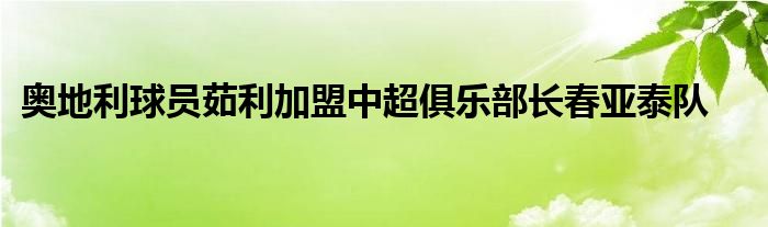 奧地利球員茹利加盟中超俱樂部長春亞泰隊