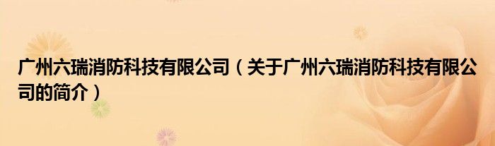 廣州六瑞消防科技有限公司（關(guān)于廣州六瑞消防科技有限公司的簡(jiǎn)介）