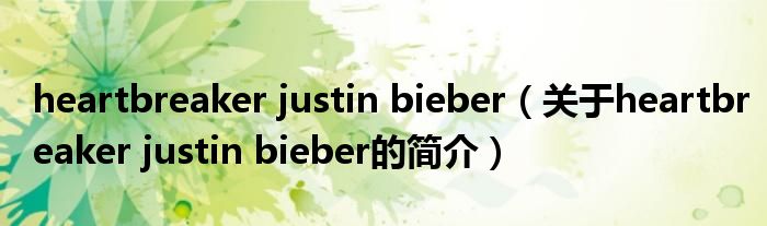 heartbreaker justin bieber（關(guān)于heartbreaker justin bieber的簡介）