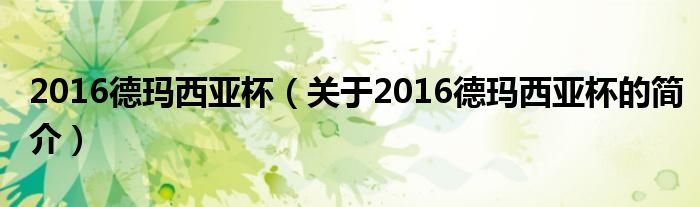 2016德瑪西亞杯（關(guān)于2016德瑪西亞杯的簡介）