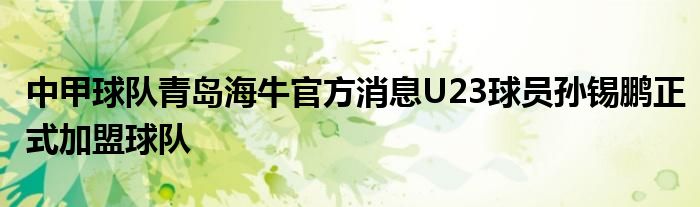 中甲球隊(duì)青島海牛官方消息U23球員孫錫鵬正式加盟球隊(duì)