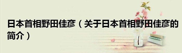 日本首相野田佳彥（關(guān)于日本首相野田佳彥的簡(jiǎn)介）