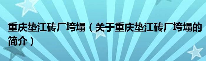 重慶墊江磚廠垮塌（關(guān)于重慶墊江磚廠垮塌的簡介）