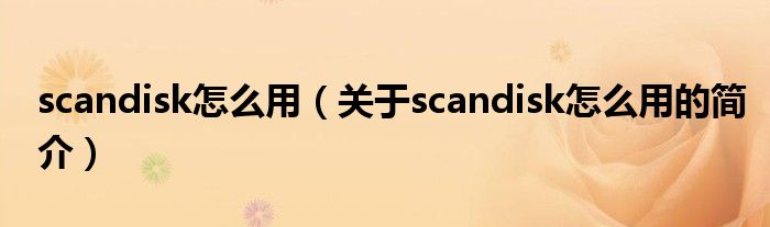 scandisk怎么用（關(guān)于scandisk怎么用的簡介）