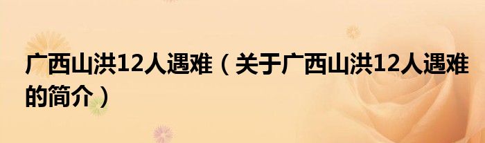 廣西山洪12人遇難（關(guān)于廣西山洪12人遇難的簡(jiǎn)介）