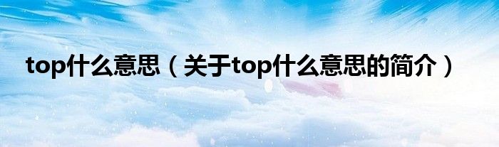 top什么意思（關(guān)于top什么意思的簡介）