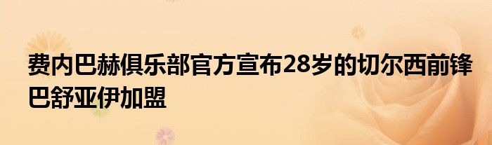 費(fèi)內(nèi)巴赫俱樂(lè)部官方宣布28歲的切爾西前鋒巴舒亞伊加盟