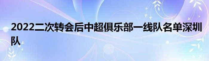 2022二次轉(zhuǎn)會后中超俱樂部一線隊(duì)名單深圳隊(duì)