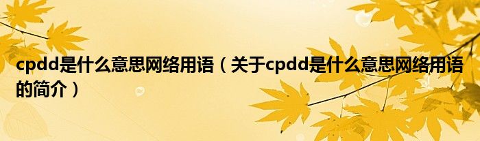 cpdd是什么意思網絡用語（關于cpdd是什么意思網絡用語的簡介）