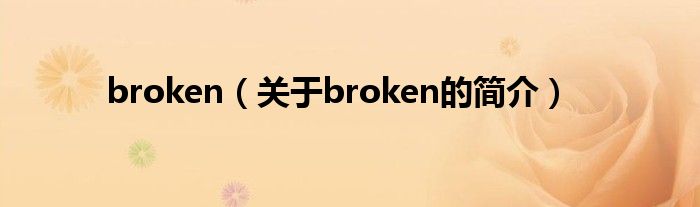 broken（關(guān)于broken的簡介）