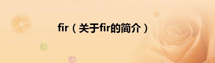 fir（關(guān)于fir的簡介）