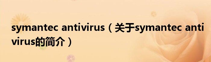 symantec antivirus（關(guān)于symantec antivirus的簡介）