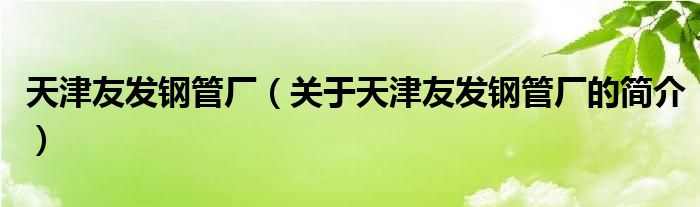 天津友發(fā)鋼管廠（關于天津友發(fā)鋼管廠的簡介）