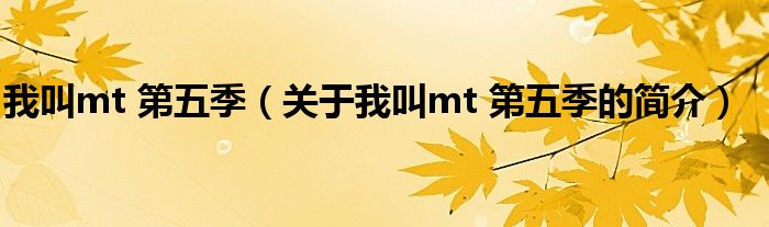 我叫mt 第五季（關(guān)于我叫mt 第五季的簡(jiǎn)介）